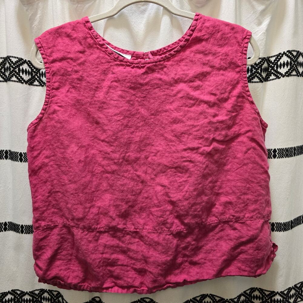 Bryn Walker Lagenlook hot pink linen sleeveless boxy top large
